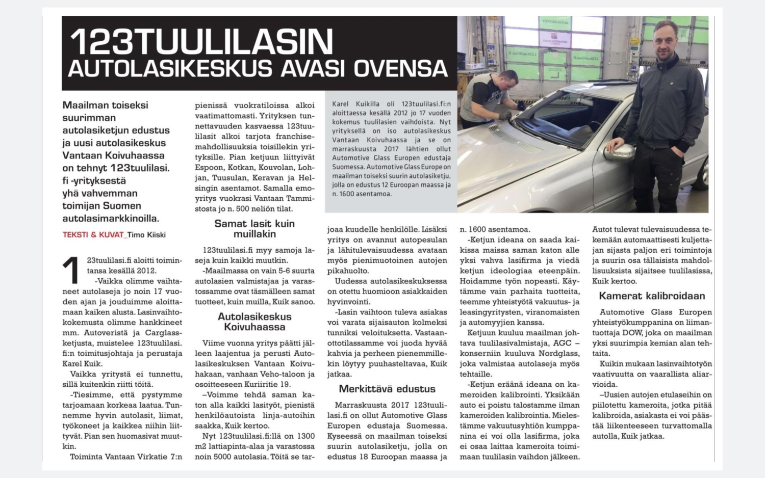 Kaasujalka 123Tuulilasin Autolasikeskus Avasi Ovensa